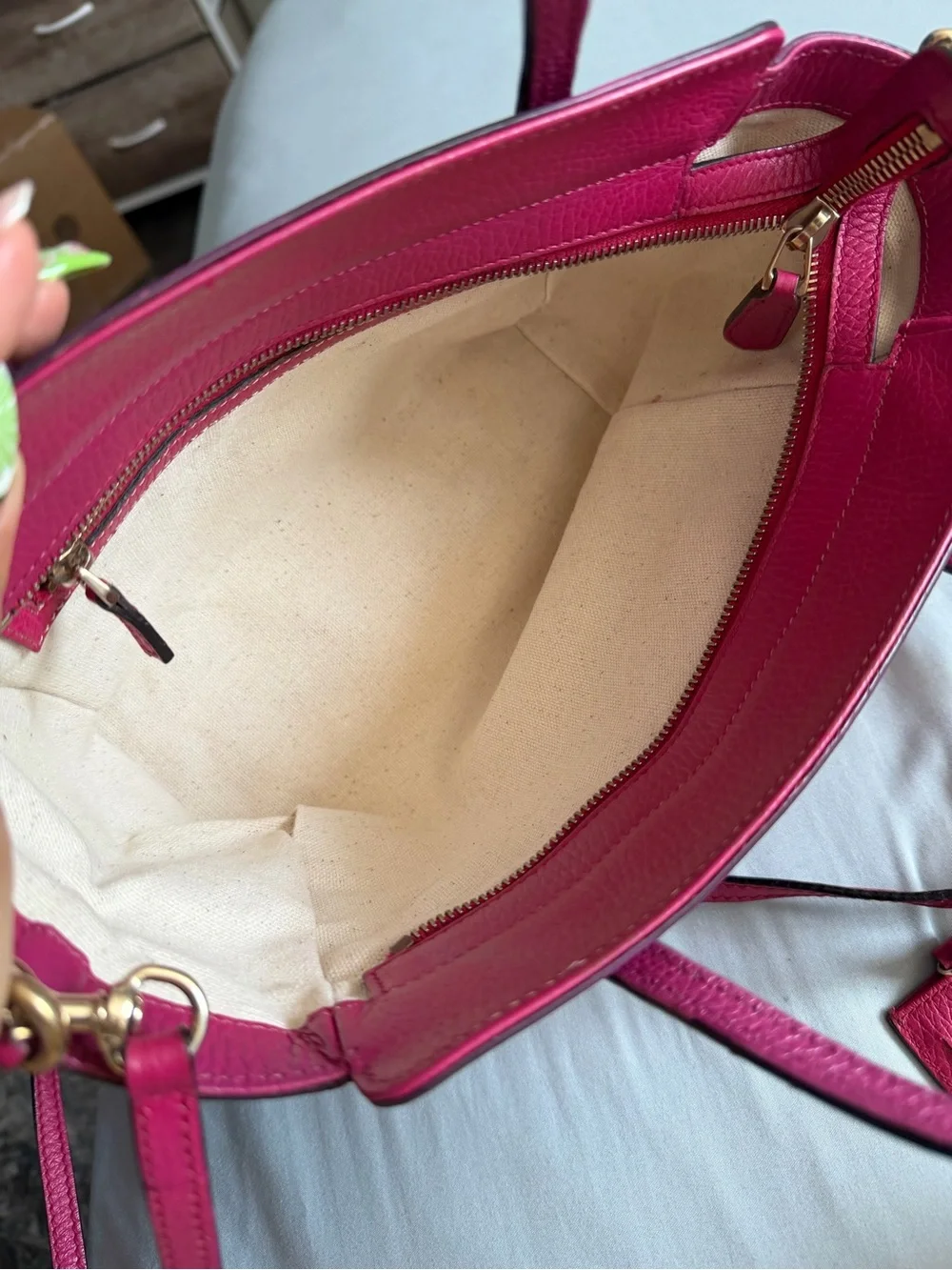 Gucci Fuchsia Leather Satchel with Detachable Strap